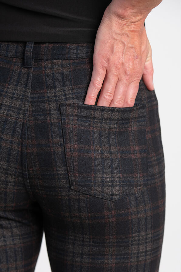 Mid-Rise Plaid Pants , Brown, original image number 2