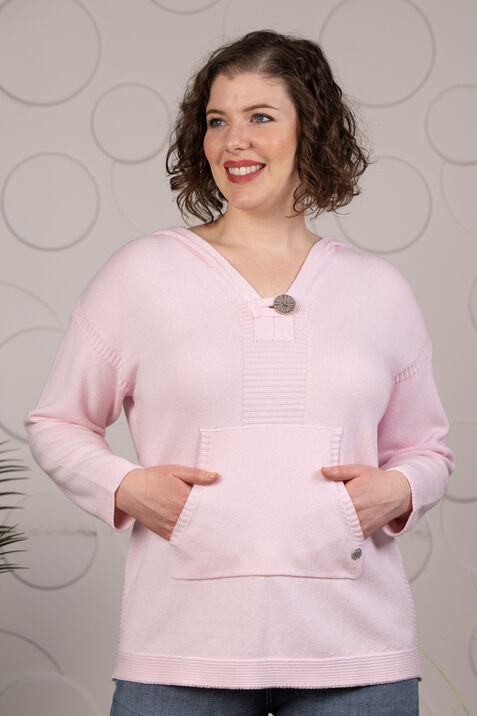 ¾ Sleeve Hooded Sweater, Pink, original