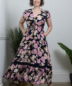 Floral Ruffle Maxi Dress, Pink, original image number 0