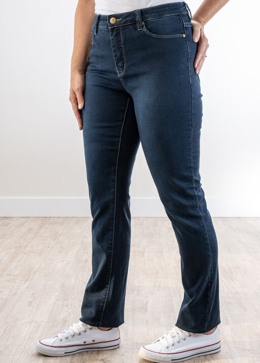 Basic Pull-On Knit Taper-Leg Stretch Jegging Jeans, Navy, original