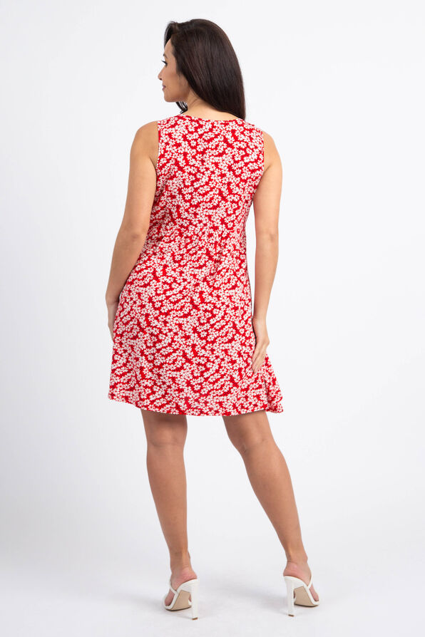 Daisy Print Summer Dress, Red, original image number 2