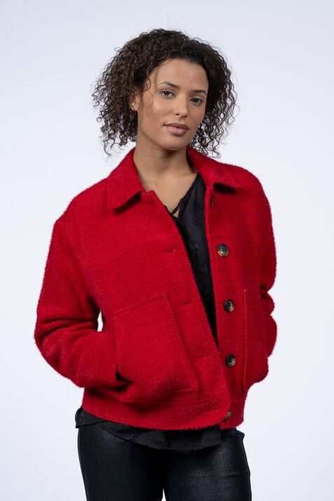Short Button-Up Jacket , Red, original