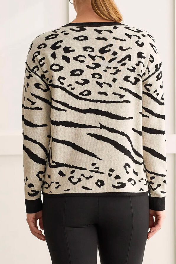 Reversible Animal Print Sweater, Black, original image number 3