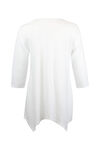 Wooden Button Front 3/4 Sleeve Top, White, original image number 1