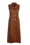 Faux Suede Sleeveless Duster, Beige, original image number 0