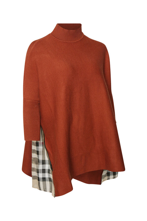 Oversized Sweater with Mock Neck, Rust, original image number 0