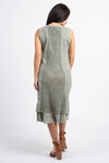 Knee Length Sleeveless Dress w/ Mesh Panels, Olive, original image number 2