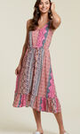 Sleeveless Button Front Midi Dress, Pink, original image number 0