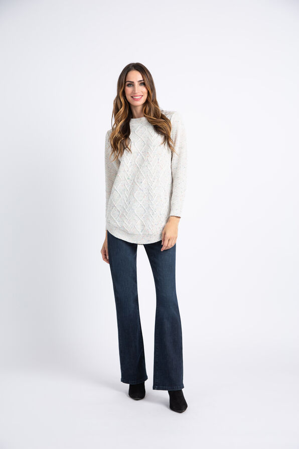 Long Sleeve Space Dyed Cable-Knit Sweater , Multi, original image number 0