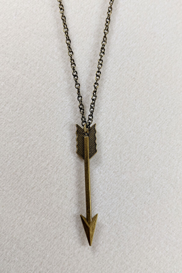 Vertical Arrow Necklace, Gold, original image number 0