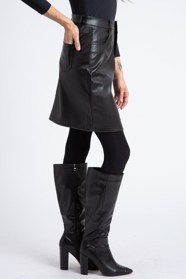 Faux-Leather Skirt, Black, original image number 1