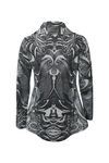 Cowl Neck Long Sleeve Top, Charcoal, original image number 1