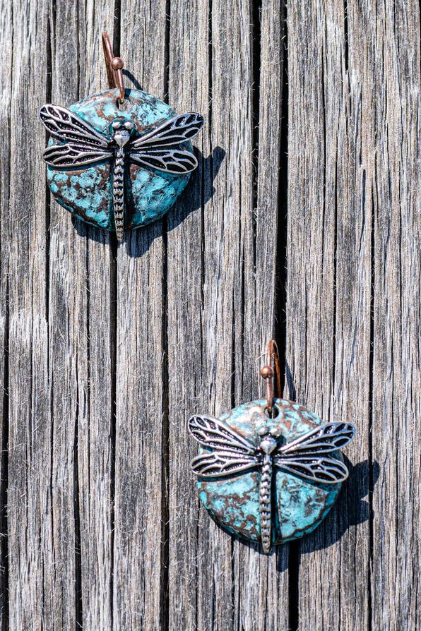 Dragonfly Coin Dangle Earrings, Multi, original image number 1