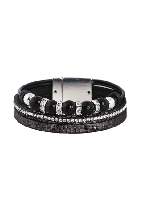 Leather & Agate Wrap Bracelet , Silver, original