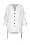 Button Front Blouse with Side Ties and 3/4 Sleeves, White, original image number 2