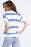 Striped Short Sleeve Knit Sweater, White, original image number 3