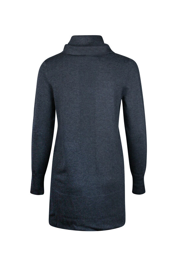 Ribbed Trim Cowl Neck Sweater, Charcoal, original image number 1