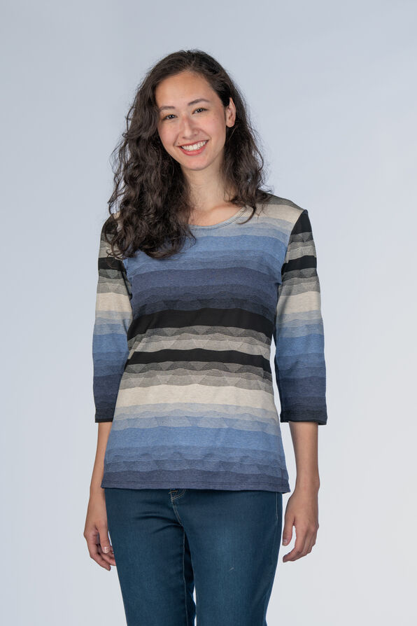 Stripe Knit Shirt, Blue, original image number 0