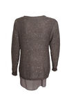 Sequins Dusted Sweater with Chiffon Underlay, Taupe, original image number 1