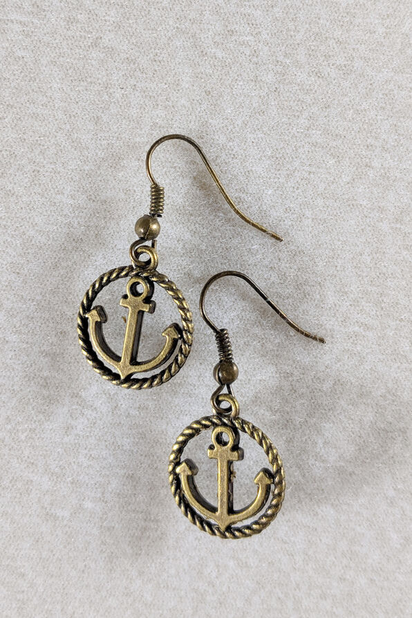 Rope Anchor Earring, Gold, original image number 0