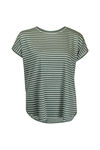 Cap Sleeve Stripe T-Shirt, Green, original image number 0