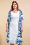 Short Sleeve Floral Cardigan, Blue, original image number 1