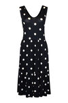 Sleeveless Polka Dot Print Dress , Navy, original image number 0