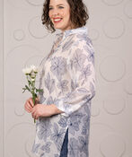 Button-Up Floral Tunic, Navy, original image number 3