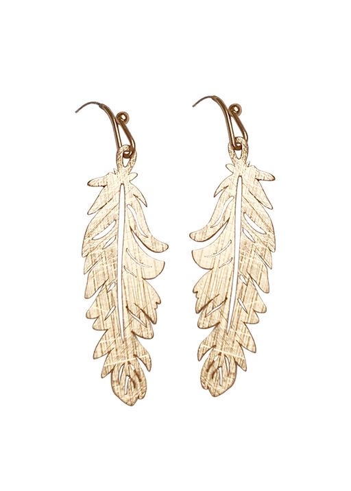 Feather Earring Jewelry, Gold, original