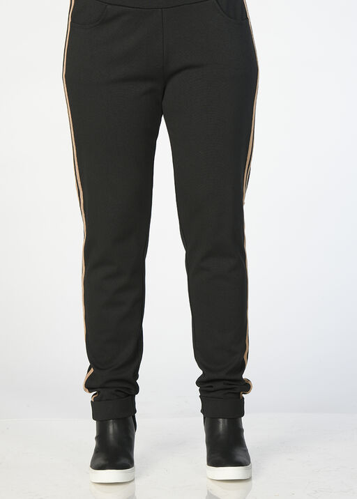 Taupe Stripe Athleisure Luxe Sweatpants, Black, original