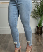 Mid-Rise Bow Detail Jeans, Denim, original image number 1