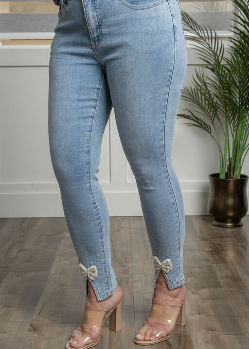 Mid-Rise Bow Detail Jeans, Denim, original