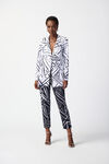 Abstract Print Silky Knit Blazer, White, original image number 0