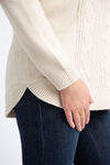 Long Sleeve Cable Knit Sweater, Ivory, original image number 3