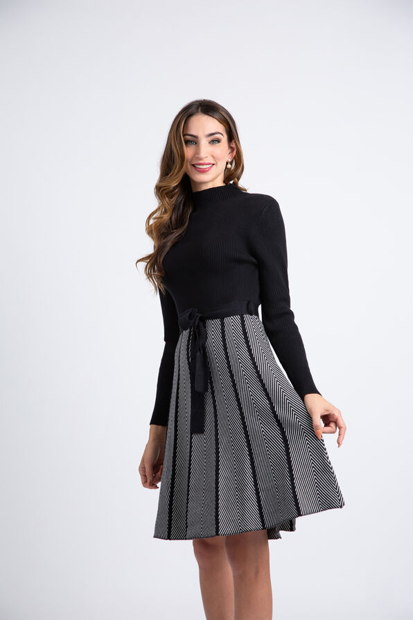 Long Sleeve Midi Sweater Dress , Black, original image number 2