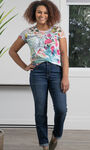 Short Sleeve Tropical Lace Top, White, original image number 2