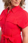 Cap Sleeve Midi Shirt Dress, Red, original image number 3