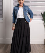 Bohemian Maxi Skirt, Black, original image number 0