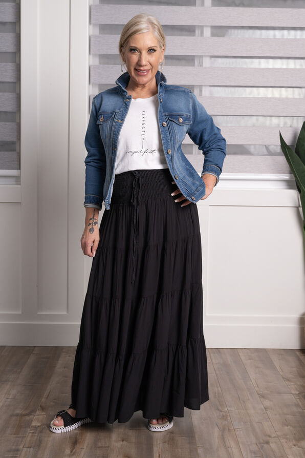 Bohemian Maxi Skirt, Black, original image number 0