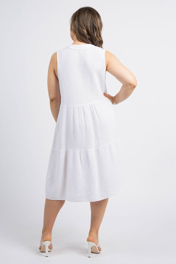 Cotton Gauze Summer Dress, White, original image number 2