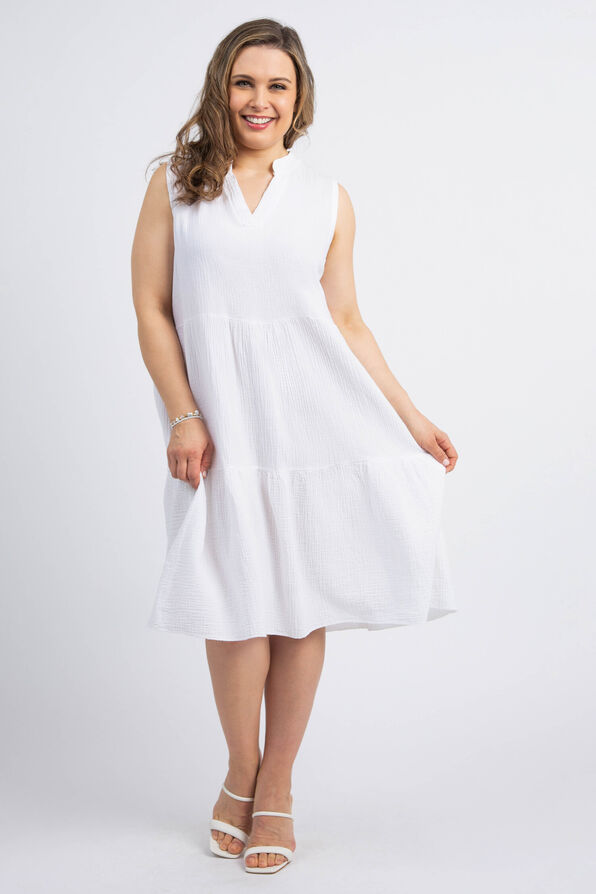 Cotton Gauze Summer Dress, White, original image number 0