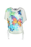 Butterfly Print Overlay Top with Side Ties, Multi, original image number 0