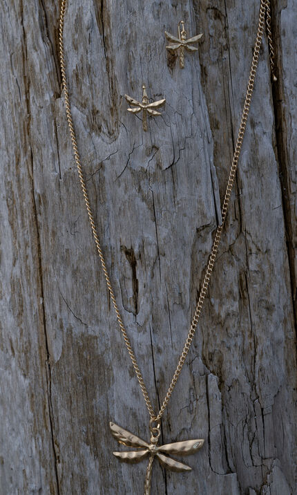 Dragonfly Long Necklace Set , Gold, original