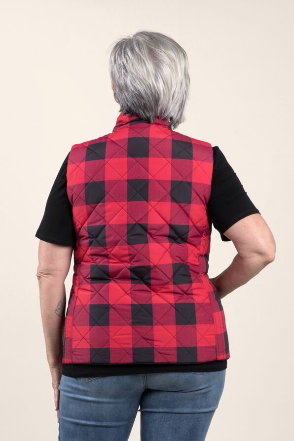 Quilted Zip Vest, Red, original image number 1