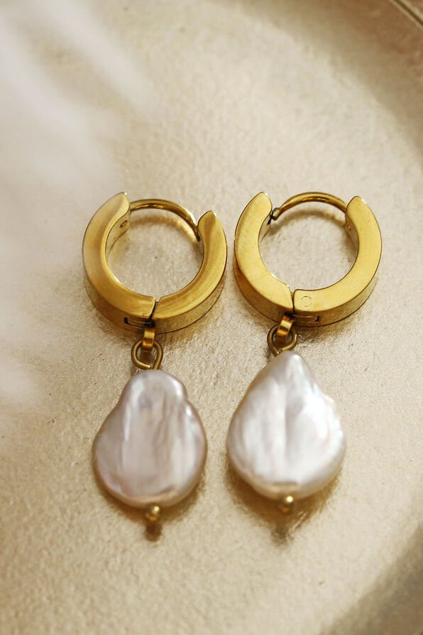 GAIA Baroque Freshwater Pearls on Mini Hoops, Gold, original image number 2