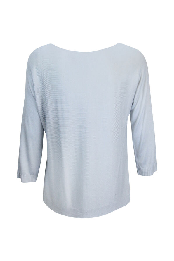 Seamless Neckline Sweater 3/4 Sleeve, Silver, original image number 1
