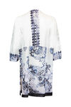 Burnout Kimono with Border Print 3/4 Sleeves, White, original image number 1
