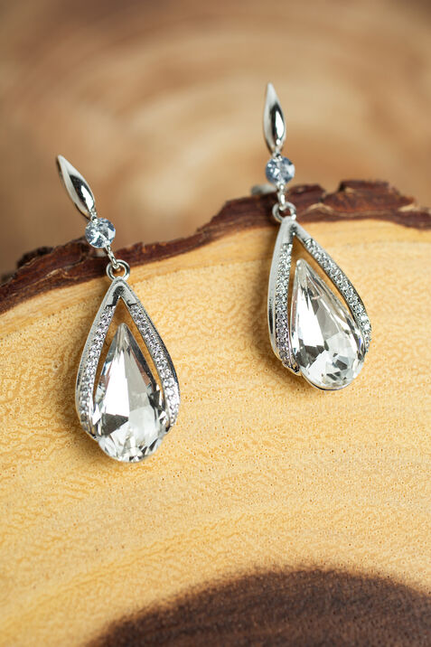 Drop Jewel Hook Earrings, Silver, original