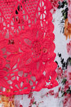 ¾ Sleeve Crochet Lace Short Cardigan, Coral, original image number 1