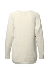 Cable Knit Sweater with Side Button, White, original image number 1